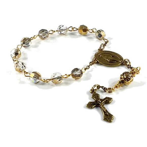 Miraculous Medal One Decade Rosary, Handmade Wire Wrapped - Picture 1 of 10